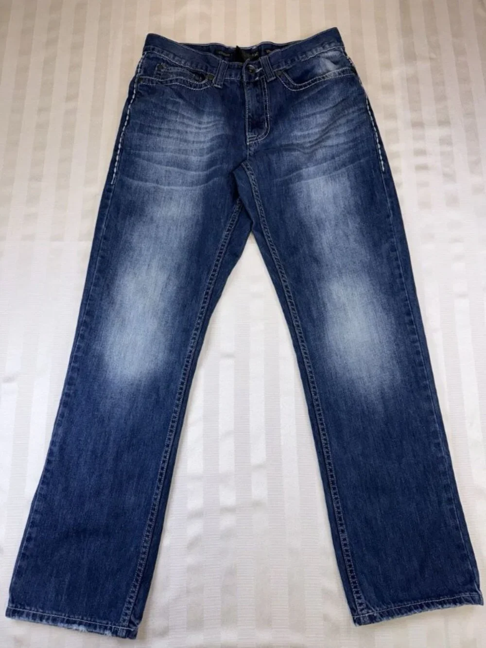 Helix Jeans Mens 29X30 Straight Leg Embroidered Y2K Cotton Grunge Goth Logo Flap